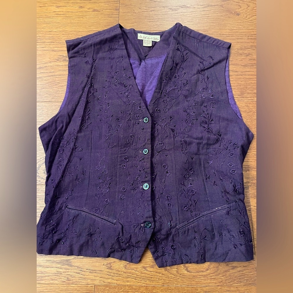 Karavan beaded vest large purple Timeless, feminine, vintage nostalgia!